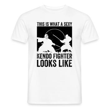This is what a sexy Kendo Fighter looks like - Men's T-Shirt - white - Front - AI Model Male 178 dark (178cm)