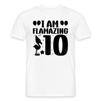 Je suis Flamazing 10 ans Flamingo Anniversaire - T-shirt homme - blanc - Devant - AI Model Male 178 dark (178cm)
