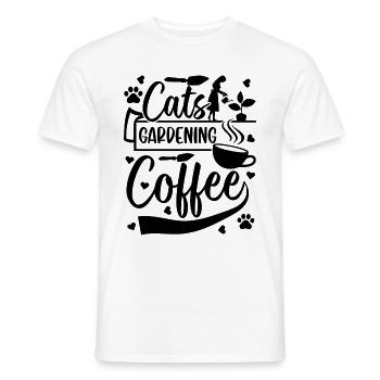 Cats Gardening Coffee - Hobby Gardener Gardening - Männer T-Shirt - Weiß - Vorne - AI Model Male 178 dark (178cm)
