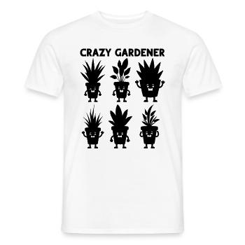 Crazy Gardener - Plant Lover Funny Gardening - Men's T-Shirt - white - Front - AI Model Male 178 dark (178cm)