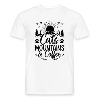 Cats, Mountains & Coffee - Cat Owner Mountain - Männer T-Shirt - Weiß - Vorne - AI Model Male 178 dark (178cm)