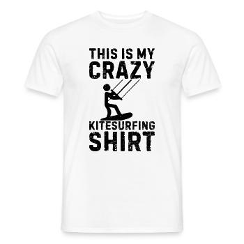 This is my crazy Kitesurfing shirt Kiteboarding - Men's T-Shirt - white - Front - AI Model Male 178 dark (178cm)