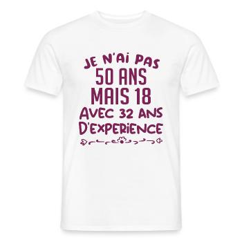 Je N ai Pas 50 ans Mais 18 ans - T-shirt homme - blanc - Devant - AI Model Male 178 dark (178cm)