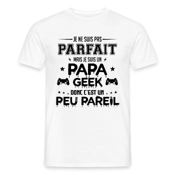 je ne suis pas parfait mais je suis un papa geek - T-shirt homme - blanc - Devant - AI Model Male 178 dark (178cm)