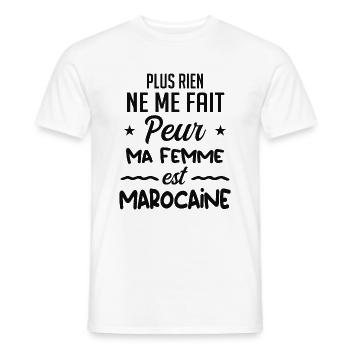 Rien ne me fait peur ma femme est Marocaine - T-shirt homme - blanc - Devant - AI Model Male 178 dark (178cm)