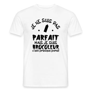 pas parfait mais je suis bricoleur ! - T-shirt homme - blanc - Devant - AI Model Male 178 dark (178cm)