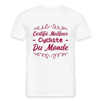 CERTIFIÉ MEILLEUR CYCLISTE DU MONDE - T-shirt homme - blanc - Devant - AI Model Male 178 dark (178cm)