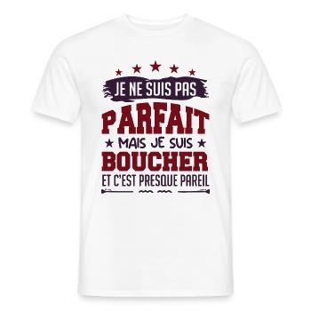 Je Ne Suis Pas Parfaite Mais Je Suis Boucher !! - T-shirt homme - blanc - Devant - AI Model Male 178 dark (178cm)