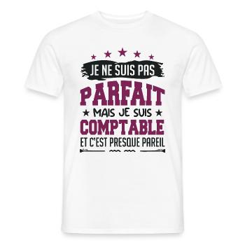 je ne suis pas parfait COMPTABLE | comptable - T-shirt homme - blanc - Devant - AI Model Male 178 dark (178cm)