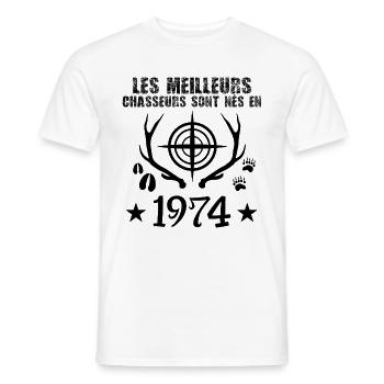 Chasseur | Anniversaire chasseur 1974 cadeau 1974 - T-shirt homme - blanc - Devant - AI Model Male 178 dark (178cm)