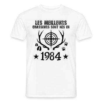 Chasseur | Anniversaire chasseur 1984 cadeau 1984 - T-shirt homme - blanc - Devant - AI Model Male 178 dark (178cm)