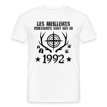 Chasseur | Anniversaire chasseur 1992 cadeau 1992 - T-shirt homme - blanc - Devant - AI Model Male 178 dark (178cm)