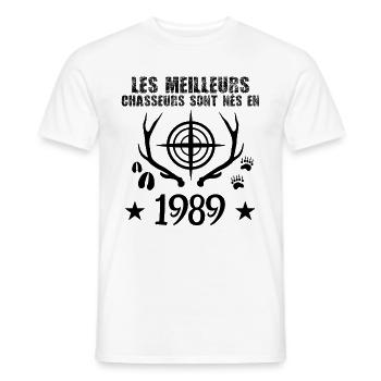 Chasseur | Anniversaire chasseur 1989 cadeau 1989 - T-shirt homme - blanc - Devant - AI Model Male 178 dark (178cm)