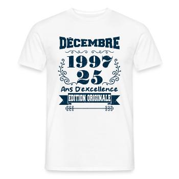 décembre 1997 Edition original | Vintage 1997 - T-shirt homme - blanc - Devant - AI Model Male 178 dark (178cm)