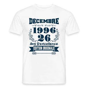 décembre 1996 Edition original | Vintage 1996 - T-shirt homme - blanc - Devant - AI Model Male 178 dark (178cm)