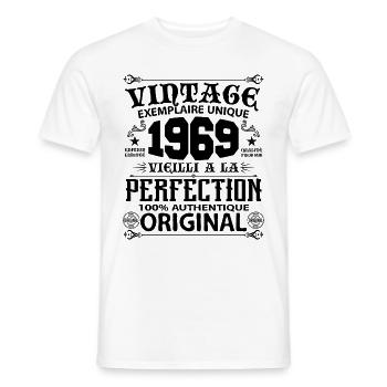 1969 Vintage Anniversaire 1969 original birthday - T-shirt homme - blanc - Devant - AI Model Male 178 dark (178cm)