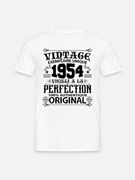 1954 Vintage Anniversaire 1954 original birthday - T-shirt homme - blanc
