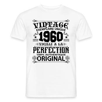 1960 Vintage Anniversaire 1960 original birthday - T-shirt homme - blanc - Devant - AI Model Male 178 dark (178cm)