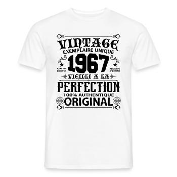1967 Vintage Anniversaire 1967 original birthday - T-shirt homme - blanc - Devant - AI Model Male 178 dark (178cm)