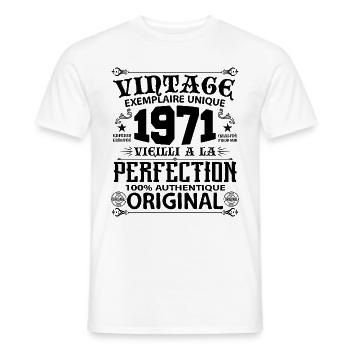 1971 Vintage Anniversaire 1971 original birthday - T-shirt homme - blanc - Devant - AI Model Male 178 dark (178cm)