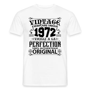 1972 Vintage Anniversaire 1972 original birthday - T-shirt homme - blanc - Devant - AI Model Male 178 dark (178cm)