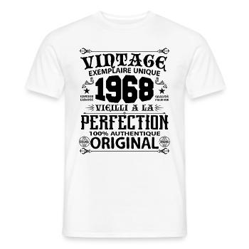 1968 Vintage Anniversaire 1968 original birthday - T-shirt homme - blanc - Devant - AI Model Male 178 dark (178cm)