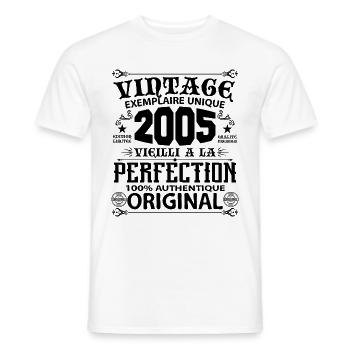 2005 Vintage Anniversaire 2005 original birthday - T-shirt homme - blanc - Devant - AI Model Male 178 dark (178cm)
