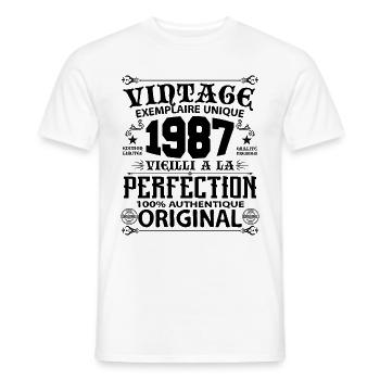 1987 Vintage Anniversaire 1987 original birthday - T-shirt homme - blanc - Devant - AI Model Male 178 dark (178cm)