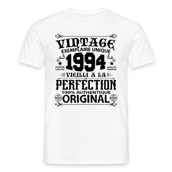 1994 Vintage Anniversaire 1994 original birthday - T-shirt homme - blanc - Devant - AI Model Male 178 dark (178cm)