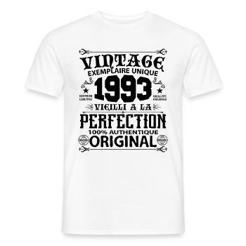 1993 Vintage Anniversaire 1993 original birthday - T-shirt homme - blanc - Devant - AI Model Male 178 dark (178cm)