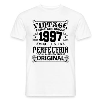1997 Vintage Anniversaire 1997 original birthday - T-shirt homme - blanc - Devant - AI Model Male 178 dark (178cm)