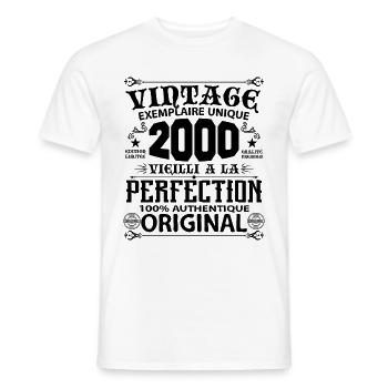 2000 Vintage Anniversaire 2000 original birthday - T-shirt homme - blanc - Devant - AI Model Male 178 dark (178cm)