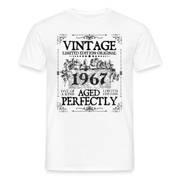1967 | Vintage Aged Perfectly since 1967 birthday - T-shirt homme - blanc - Devant - AI Model Male 178 dark (178cm)