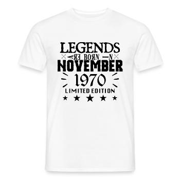 November 1970 | 1970 Legenden wurden im November geboren - Männer T-Shirt - Weiß - Vorne - AI Model Male 178 dark (178cm)