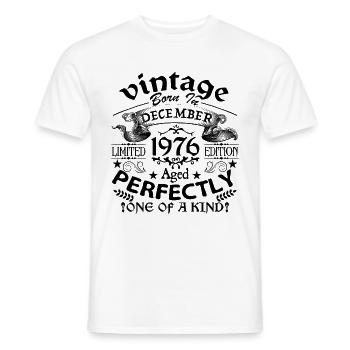 December 1976 | 1976 Vintage | born in December - T-shirt homme - blanc - Devant - AI Model Male 178 dark (178cm)