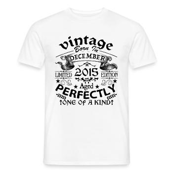 December 2015 | 2015 Vintage | born in December - Men's T-Shirt - white - Front - AI Model Male 178 dark (178cm)