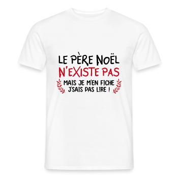 le père noël n existe pas - cadeau Noel - T-shirt homme - blanc - Devant - AI Model Male 178 dark (178cm)