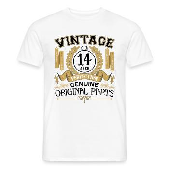 Vintage 14 ans - cadeau d'anniversaire 14 ans - T-shirt homme - blanc - Devant - AI Model Male 178 dark (178cm)