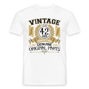 Vintage 42 years - birthday gift 42 years !!! - Men's T-Shirt - white - Front - AI Model Male 178 dark (178cm)