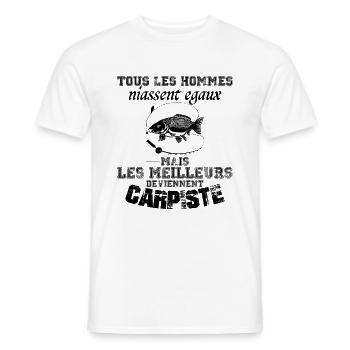 Carpiste homme.Pêcheur. pêche. Poisson cadeau - T-shirt homme - blanc - Devant - AI Model Male 178 dark (178cm)