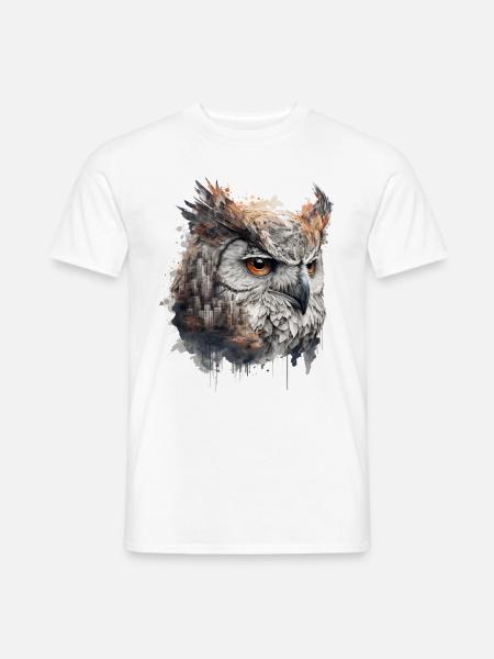 Eule Kunst Stadt Tier Motiv Geschenk Frau Mann - Männer T-Shirt - Weiß