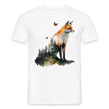 Fox Forest Art Gift Woman Animal Butterfly - Men's T-Shirt - white - Front - AI Model Male 178 dark (178cm)