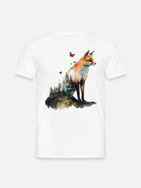 Fuchs Wald Kunst Geschenk Frau Tier Schmetterling - Männer T-Shirt - Weiß