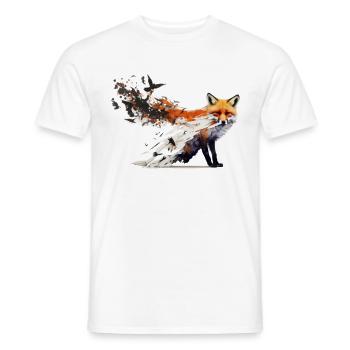 Fuchs Vogel Kunst Bunt Waldtiere Rotfuchs Geschenk - Männer T-Shirt - Weiß - Vorne - AI Model Male 178 dark (178cm)