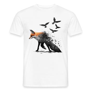 Fuchs Vogel Vögel Kunst Geschenk Tier Malerei Zoo - Männer T-Shirt - Weiß - Vorne - AI Model Male 178 dark (178cm)
