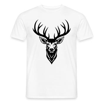 Deer Silhouette Head Antlers - Men's T-Shirt - white - Front - AI Model Male 178 dark (178cm)
