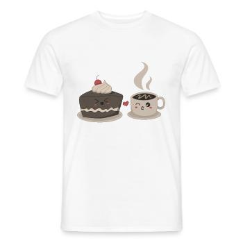 Coffee and Cake In Love Gift Kawaii Love - Men's T-Shirt - white - Front - AI Model Male 178 dark (178cm)