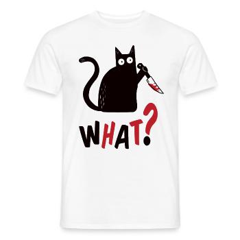 murderous cat with knife what? - Men's T-Shirt - white - Front - AI Model Male 178 dark (178cm)