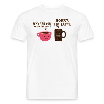 Kaffeemaschine Koffein job Cafe Kaffeebohne Kaffee - Männer T-Shirt - Weiß - Vorne - AI Model Male 178 dark (178cm)