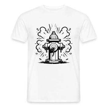 Borne d’incendie rétro - Conception classique de la bouche d’incendie - T-shirt homme - blanc - Devant - AI Model Male 178 dark (178cm)